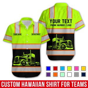 Custom Trucking Hawaiian Work Shirts, Truck Shirt, Custom  Uniform With Logo TR14