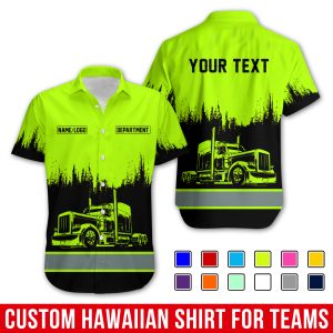 Custom Trucking Hawaiian Work Shirts, Truck Shirt, Custom  Uniform With Logo TR10