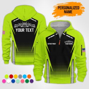 Alternative view of Personalized Name Tow Truck Quarter Zip Hoodie , Custom hoodie, Truck Shirt, Trucker Custom Hoodie TC54