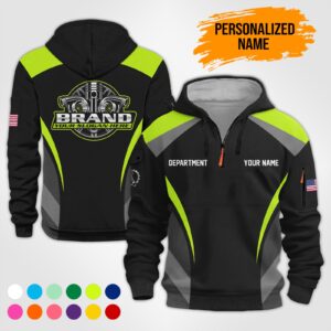 Alternative view of Personalized Name Tow Truck Printed Quarter Zip Hoodie , Custom hoodie, Truck Shirt, Trucker Custom Hoodie CR90