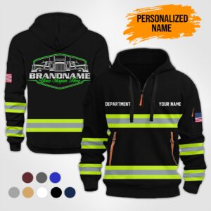 Personalized Name Tow Truck Quarter Zip Hoodie , Custom hoodie, Truck Shirt, Trucker Custom Hoodie DM82