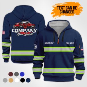 Alternative view of Customized Text Semi Truck Printed Quarter Zip Hoodie , Custom hoodie, Truck Shirt, Trucker Custom Hoodie VW66