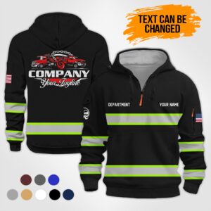 Customized Text Semi Truck Printed Quarter Zip Hoodie , Custom hoodie, Truck Shirt, Trucker Custom Hoodie VW66