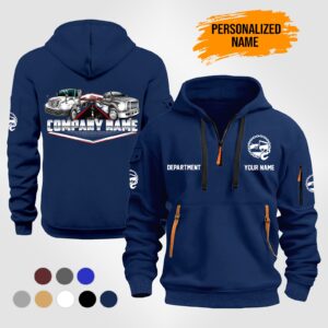 Alternative view of Personalized Name Tow Truck Quarter Zip Hoodie , Custom hoodie, Truck Shirt, Trucker Custom Hoodie XB11