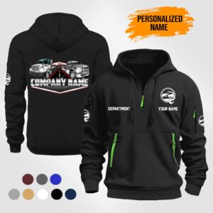 Personalized Name Tow Truck Quarter Zip Hoodie , Custom hoodie, Truck Shirt, Trucker Custom Hoodie XB11